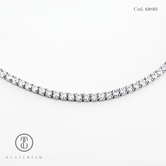 GARGANTILLA RODINADA 45CM ZIRCON PLATA.925