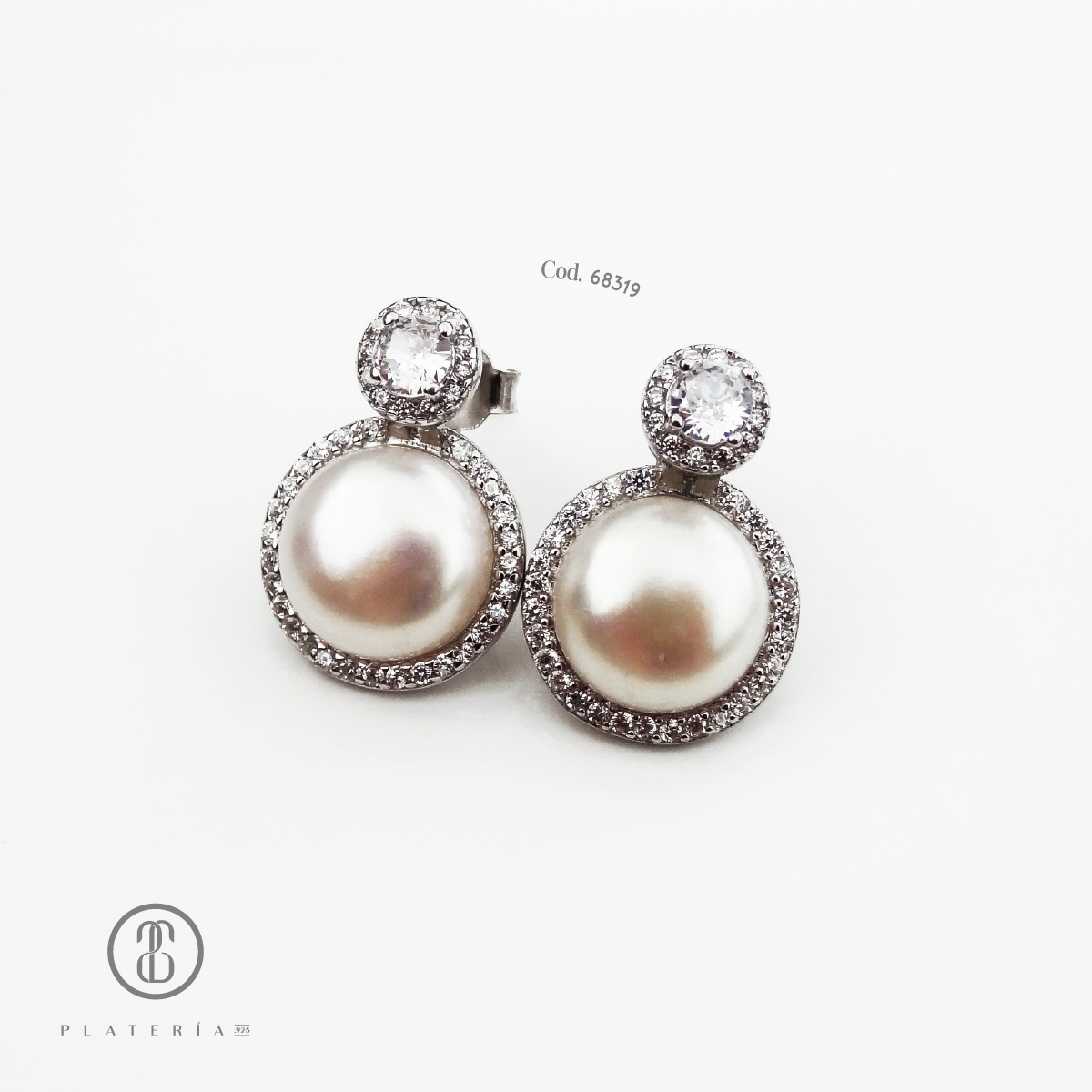 JUEGO RODINADO PERLA CULTIVADA PLATA.925