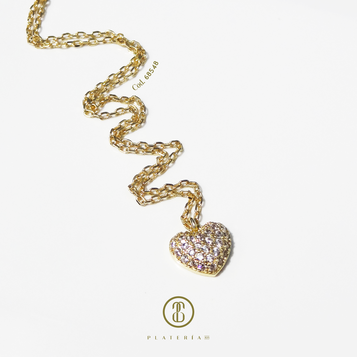 JUEGO DORADO BAÑO 14K CORAZON PLATA.925