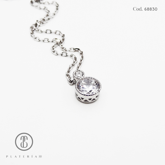 GARGANTILLA RODINADA CHISPA BISELADA PLATA.925