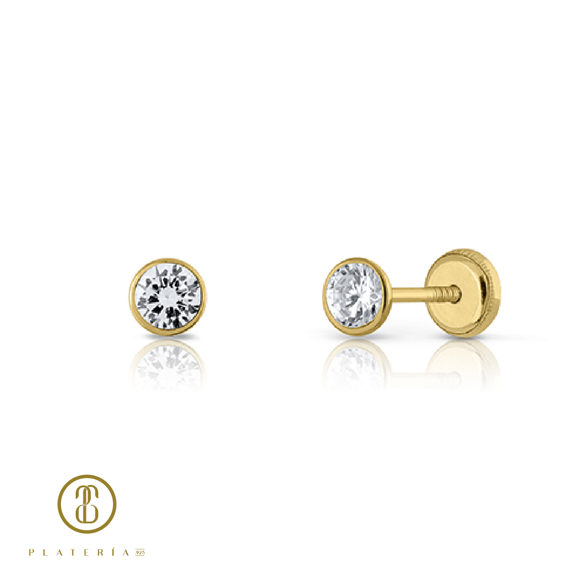 69931 ARETE ZIRCON BISELADO 4MM ORO 10K