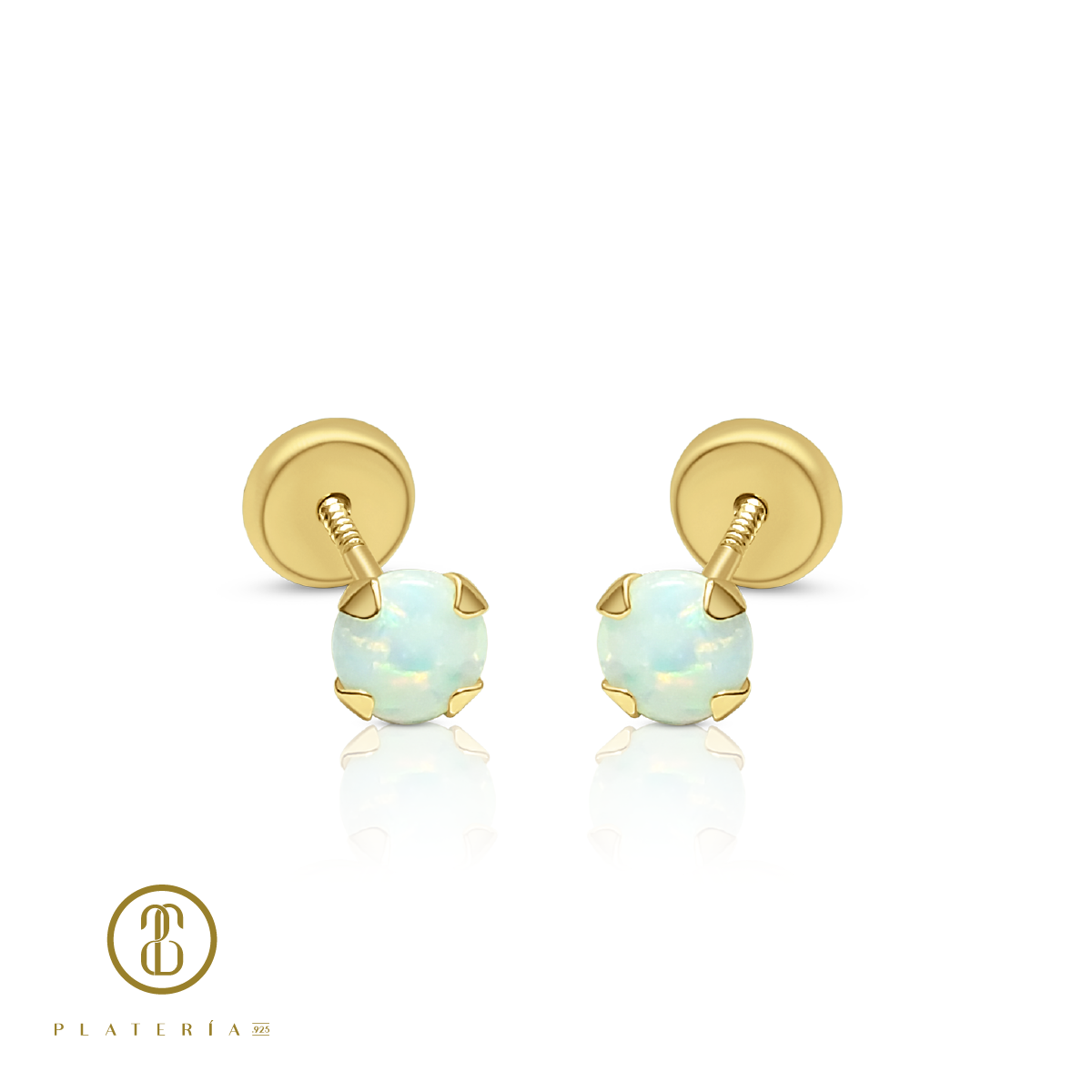 69945 ARETE OPALO BLANCO 4MM ORO 10K