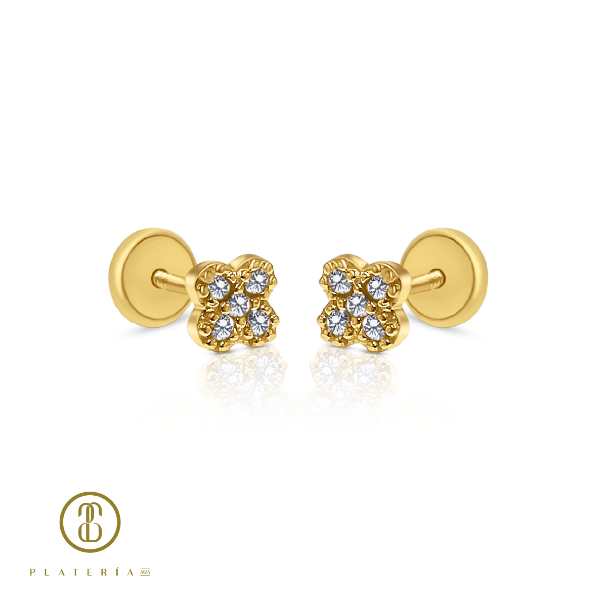 69984 ARETE TREBOL ZIRCON ORO 10K