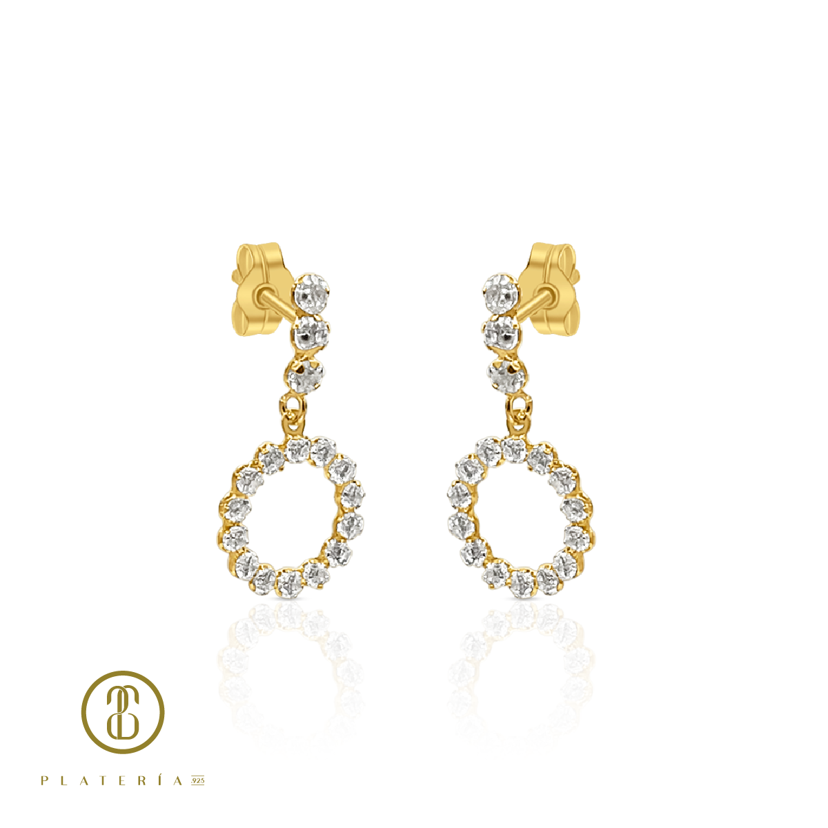 69998 ARETE LARGO CIRCULO ZIRCON ORO 10K