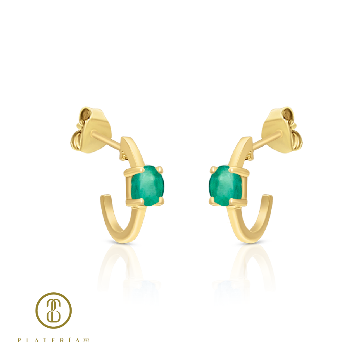 70022 ARETE COLOR ESMERALDA ORO 10K