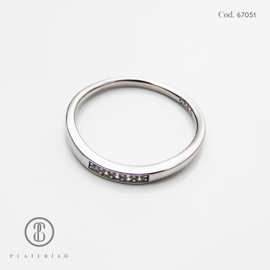 ANILLO RODINADO MAT CINTILLO ZIRCON PLATA.925