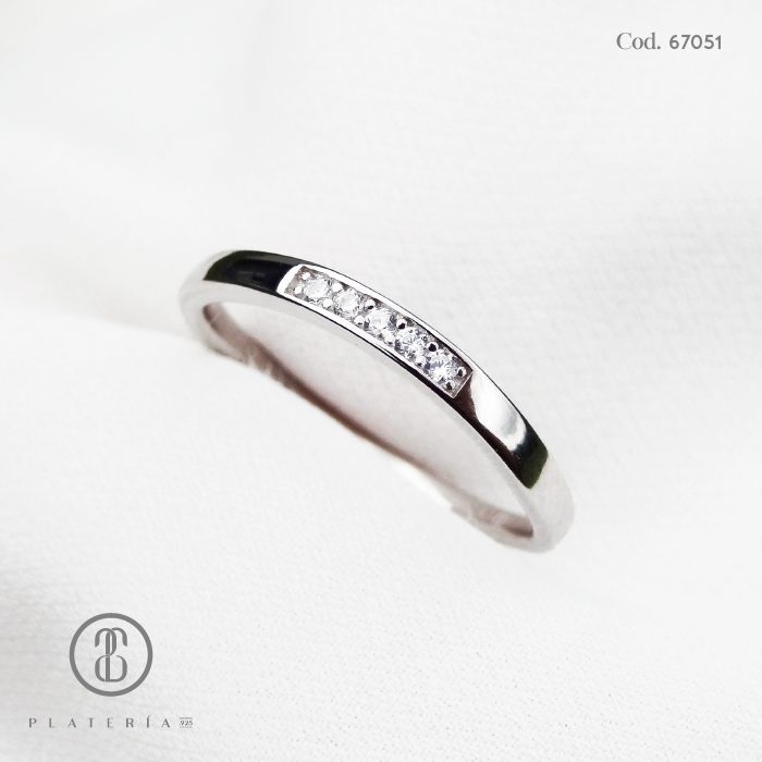 ANILLO RODINADO MAT CINTILLO ZIRCON PLATA.925