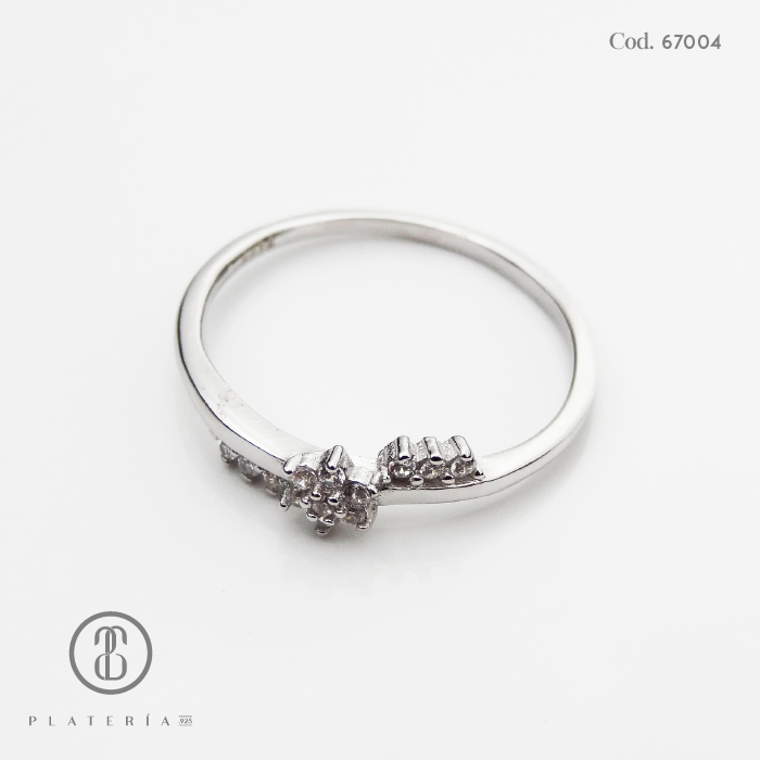ANILLO RODINADO FLOR PLATA.925