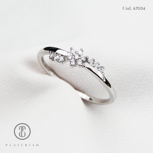 ANILLO RODINADO FLOR PLATA.925