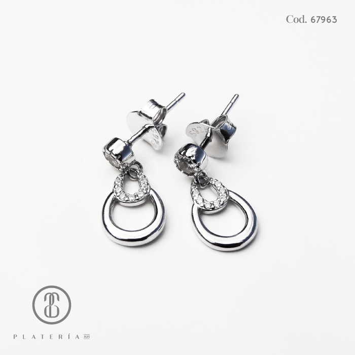 ARETE RODINADO GOTA PLATA.925