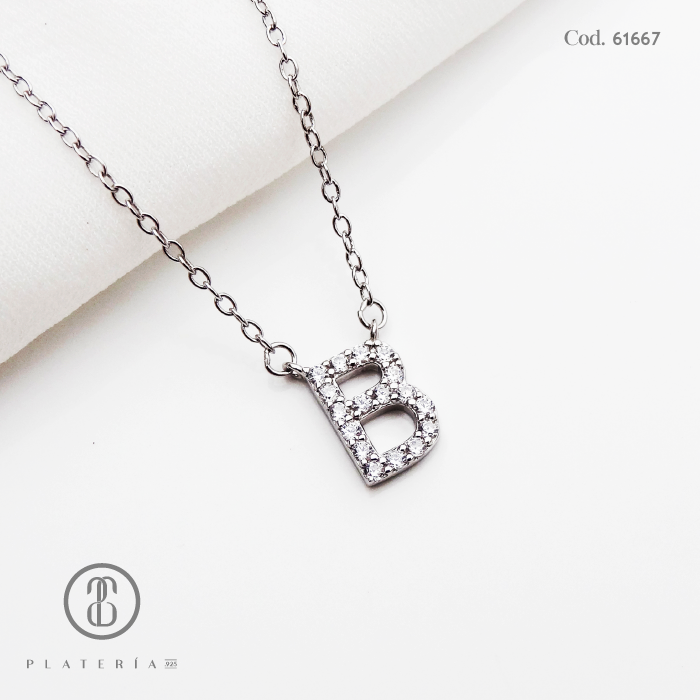GARGANTILLA RODINADA LETRA B PLATA.925