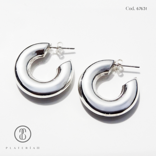 ARGOLLA ABIERTA 7.5X27MM LISA PLATA.925