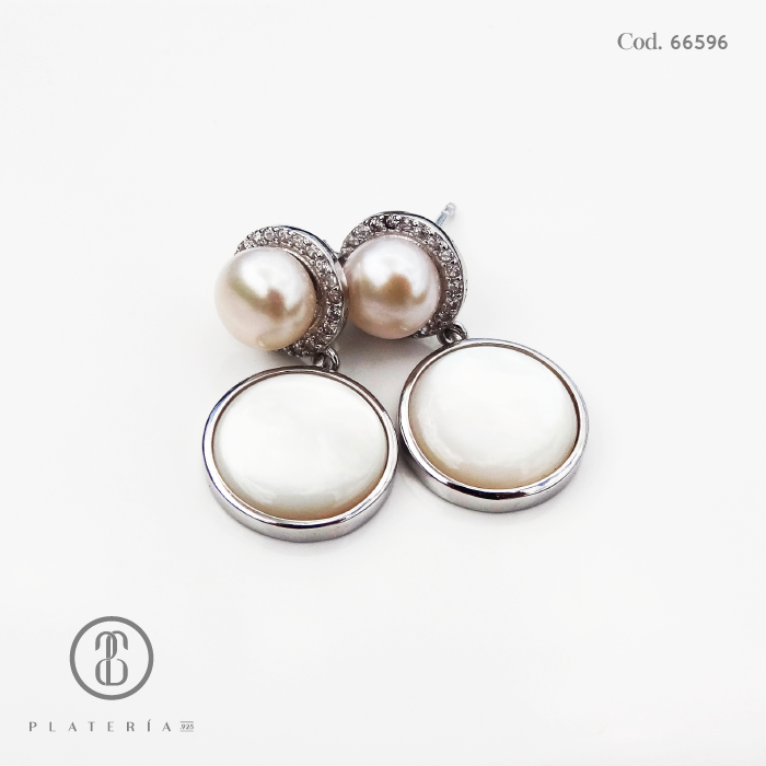 JUEGO RODINADO PERLA CULTIVADA PLATA.925