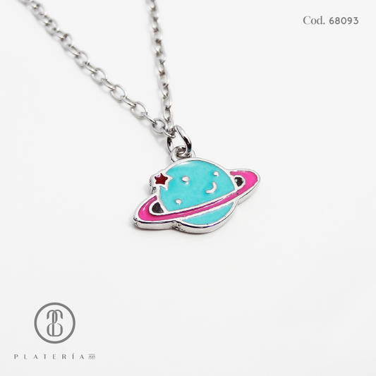 GARGANTILLA RODINADA NIÑA 35*5CM SATURNO PLATA.925