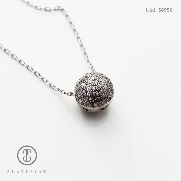 JUEGO BOLA CON CHISPAS(6-8MM) PLATA.925