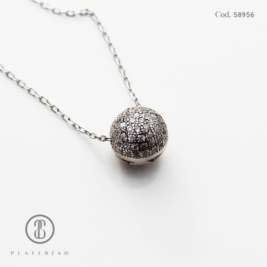 JUEGO BOLA CON CHISPAS(6-8MM) PLATA.925