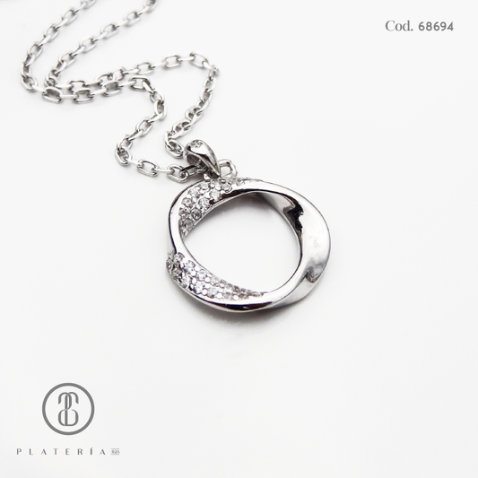 JUEGO RODINADO CIRCULO PLATA.925