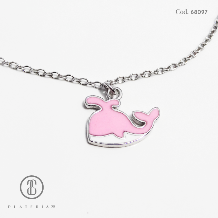 GARGANTILLA RODINADA NIÑA 35*5CM BALLENA PLATA.925