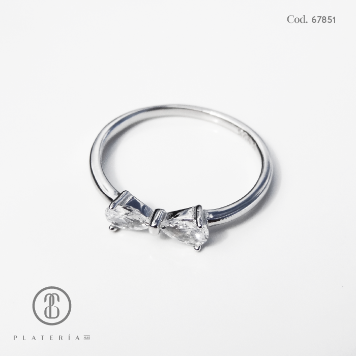 ANILLO RODINADO LAZO ZIRCON PLATA.925