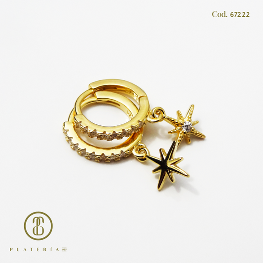 HUGGIE DORADO BAÑO 14K DESTELLO PLATA.925