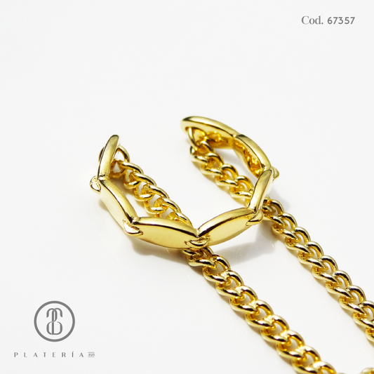 EAR CUFF CON CADENA (VTA INDV) DORADO BAÑO 14K PLATA.925