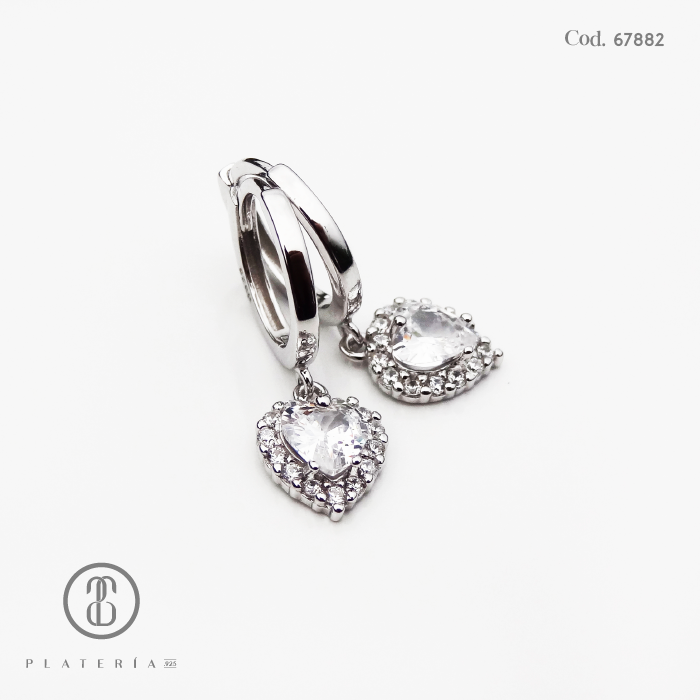 HUGGIE RODINADO DIJE CORAZON ZIRCON PLATA.925