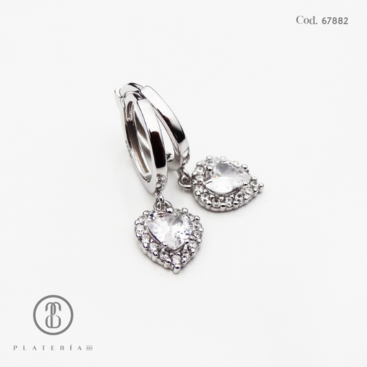 HUGGIE RODINADO DIJE CORAZON ZIRCON PLATA.925