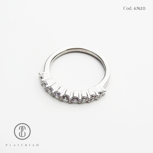 ANILLO RODINADO MAT CINTILLO ZIRCON PLATA.925