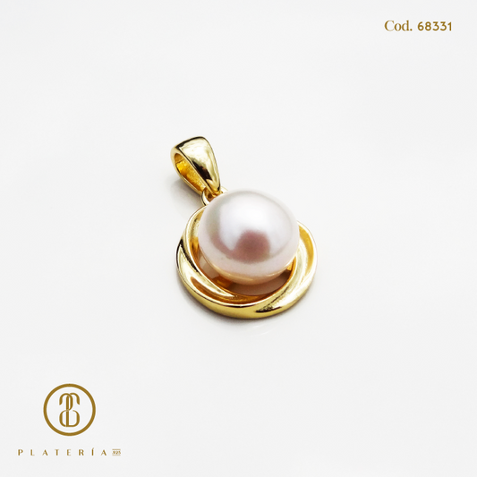 JUEGO DORADO BAÑO 14K PERLA CULTIVADA PLATA.925