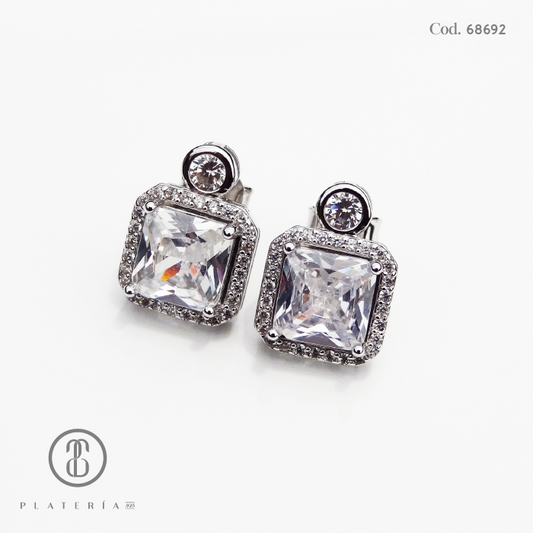 JUEGO RODINADO ZIRCON CUADRADO PLATA.925