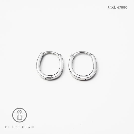 HUGGIE RODINADO OVALADA 12MM PLATA.925