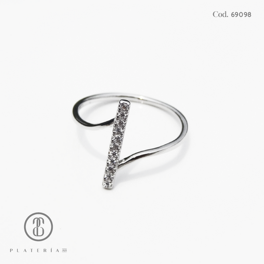 ANILLO RODINADO ZIRCON PLATA.925