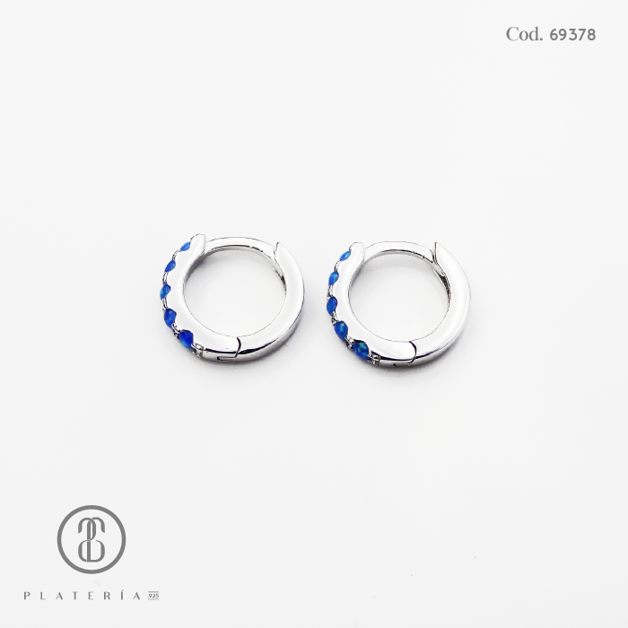 HUGGIE RODINADO OPALO 11MM PLATA.925