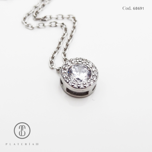 JUEGO RODINADOZIRCON BISELADO CON PAVE PLATA.925