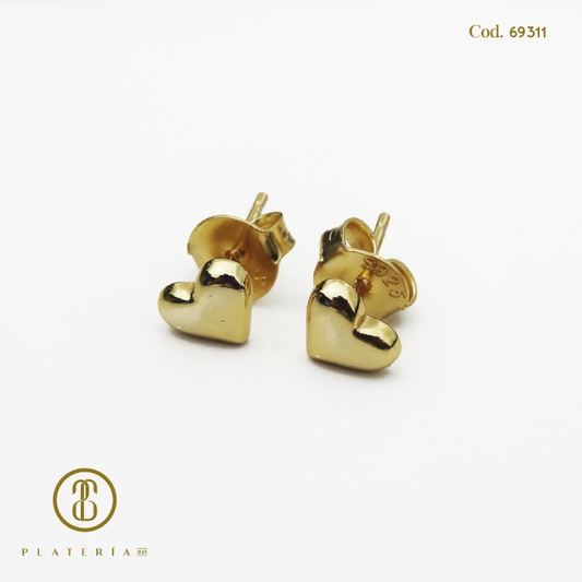 ARETE DORADO BAÑO 14K PLATA.925