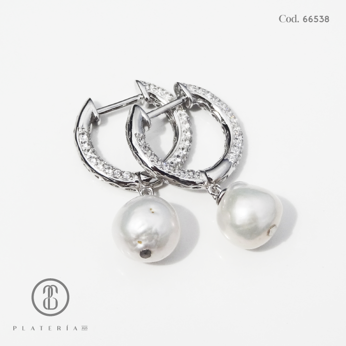 HUGGIE RODINADO DIJE PERLA CULTIVADA PLATA.925
