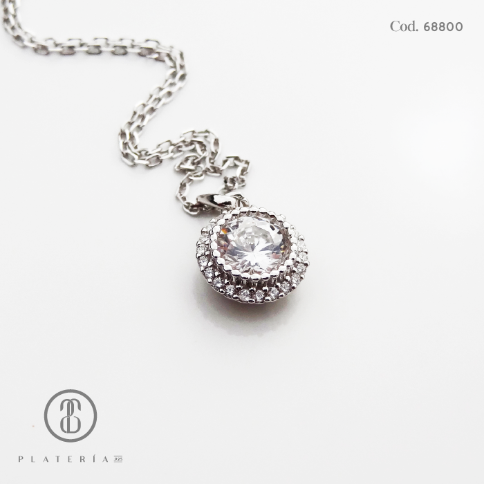 GARGANTILLA RODINADA ZIRCON PLATA.925