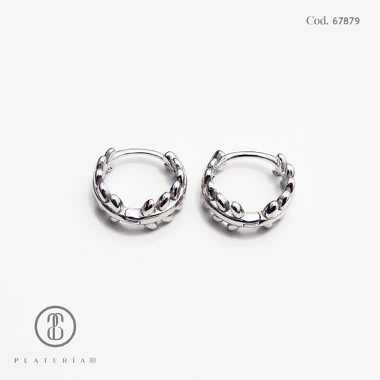 HUGGIE RODINADO HOJITA 11MM PLATA.925