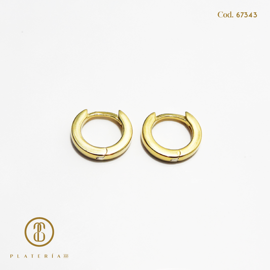 HUGGIE DORADO BAÑO 14K 10MM PLATA.925