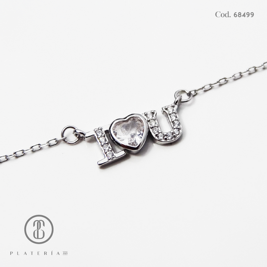 GARGANTILLA RODINADA 45*5CM I LOVE U PLATA.925