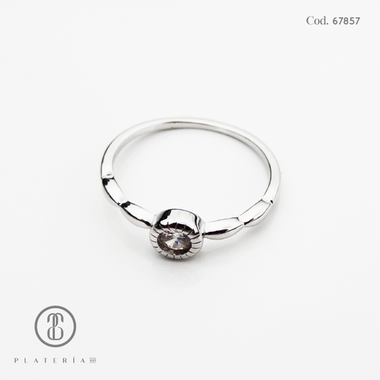 ANILLO RODINADO ZIRCON PLATA.925
