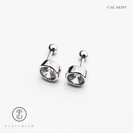 ARETE RODINADO CHISPA 5MM BISELADA PLATA.925