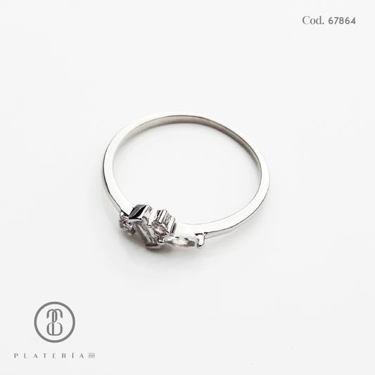 ANILLO RODINADO BAGUETTE PLATA.925