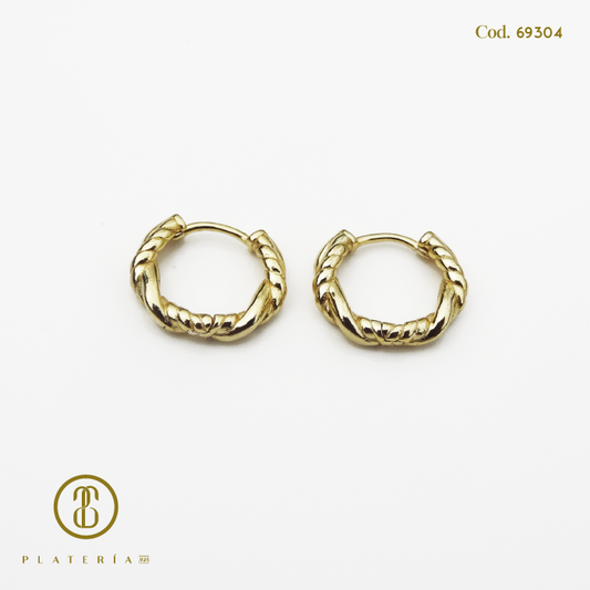 HUGGIE DORADO BAÑO 14K 12MM PLATA.925