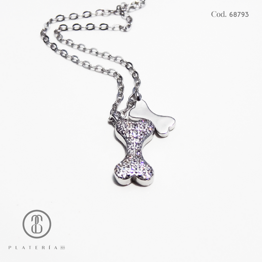 GARGANTILLA RODINADA HUESITO PLATA.925