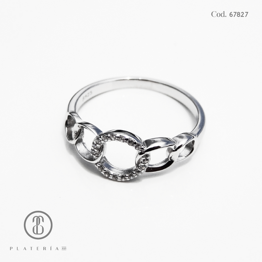 ANILLO RODINADO CIRCULOS PLATA.925