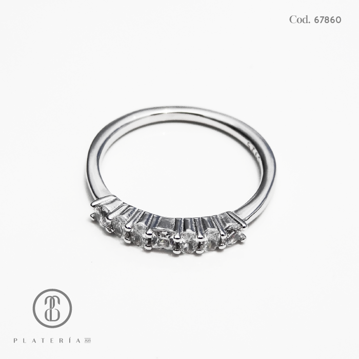 ANILLO RODINADO CINTILLO ZIRCONES PLATA.925
