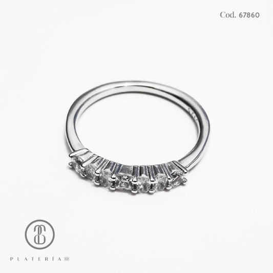 ANILLO RODINADO CINTILLO ZIRCONES PLATA.925