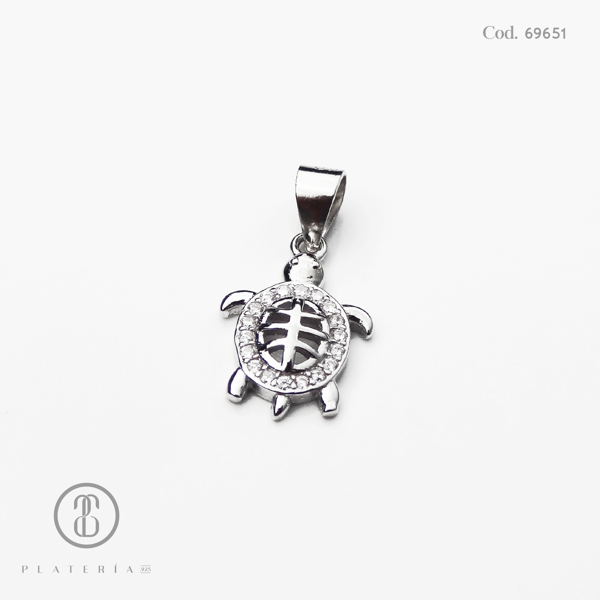 DIJE RODINADO TORTUGA PLATA.925