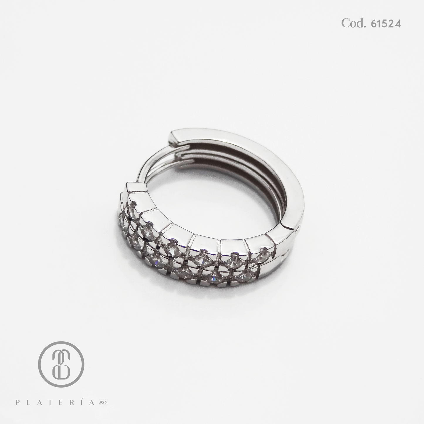 HUGGIE RODINADO CIRCON PLATA.925